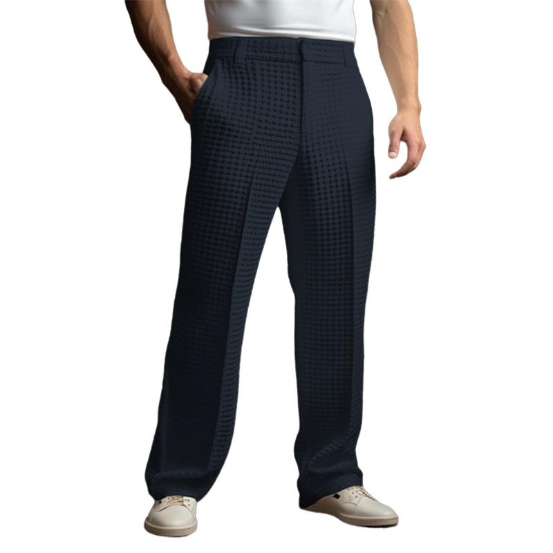 Men's Solid Waffle Casual Suit Pants 60809292X