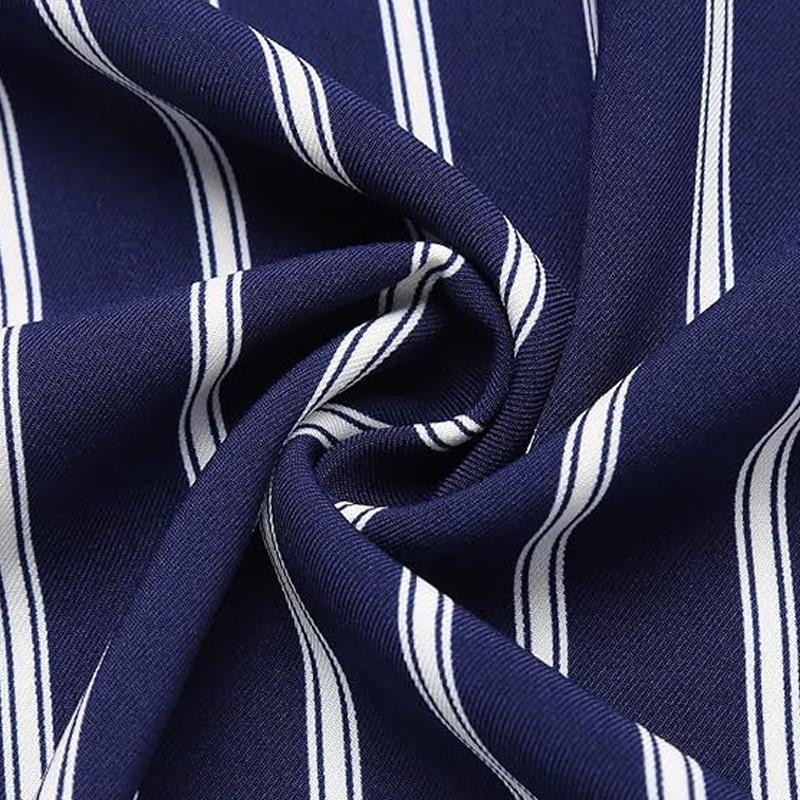 Men's Striped Lapel Short Sleeve Beach Shirt 58520019Z