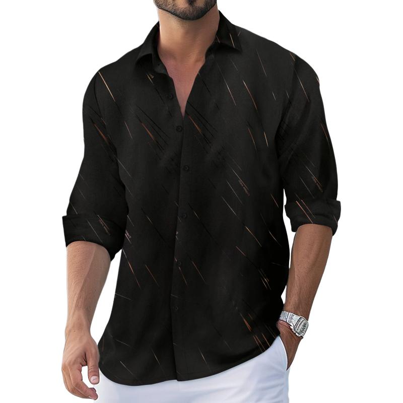 Men's Casual Gold Line Printed Long Sleeve Shirt 28628863Y