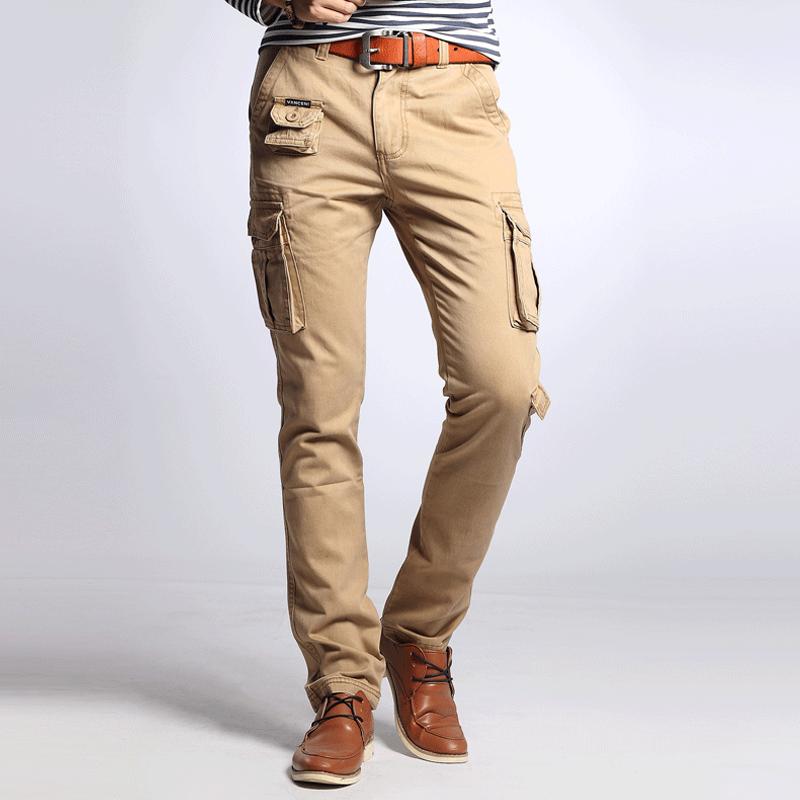 Pantalones cargo ajustados de algodón con múltiples bolsillos para hombre 14848531Z