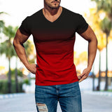 Men's Gradient Print Slim Fit V-Neck Short Sleeve T-Shirt 68583925Y