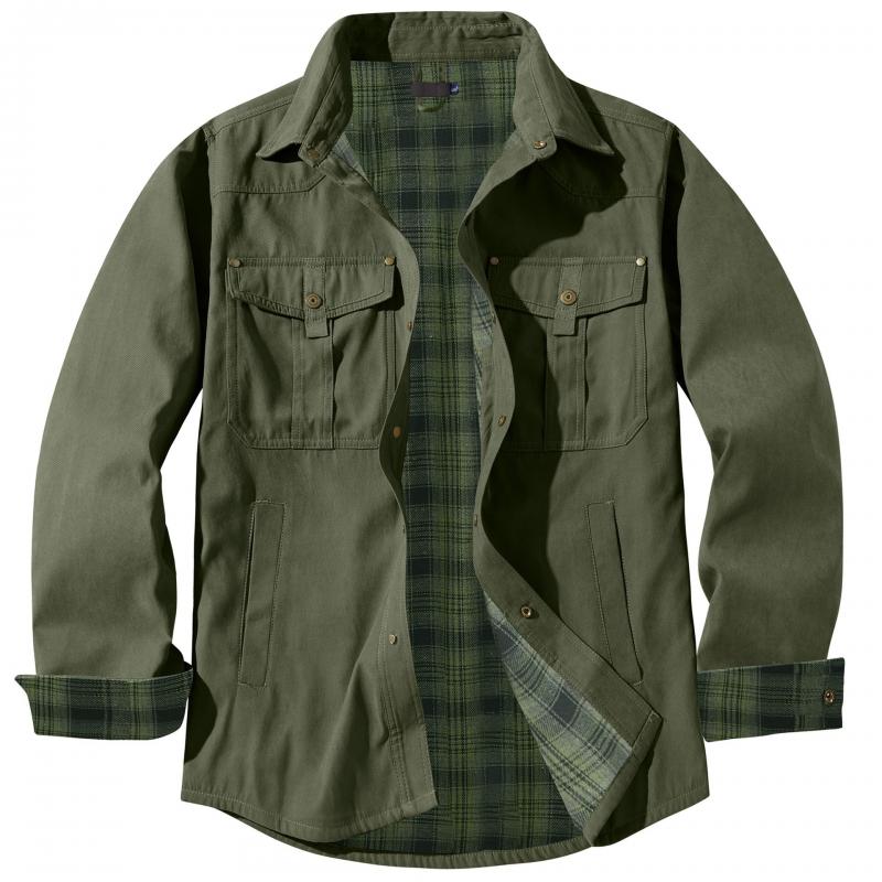 Men's Solid Color Lapel Multi-pocket Single Breasted Cargo Jacket 46992419Z