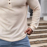 Men's Classic Casual Button V-Neck Slim Fit Long Sleeve T-Shirt 72249592K