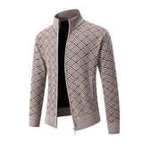 Men's Casual Stand Collar Zipper Slim Fit Knitted Cardigan 62307668M