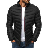 Men's Casual Solid Color Stand Collar Zipper Warm Padded Jacket 72686349M