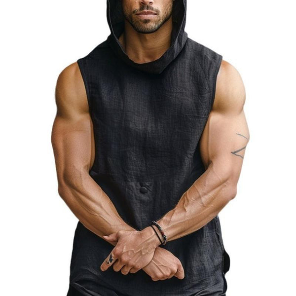Men's Solid Color Hooded Sleeveless Tank Top 44381730Y