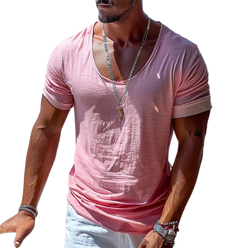 Men's Cotton Blend Crew Neck Short Sleeve T-shirt 38394693X