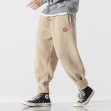 Men's Fleece Plush Solid Color Elastic Waist Casual Pants 09399028Z