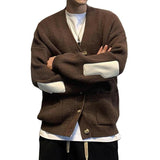 Men's V-Neck Retro Solid Color Sweater Cardigan 53838153Z