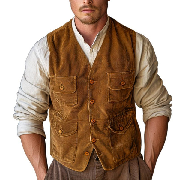 Men's Casual Vintage Corduroy Vest 09292706F