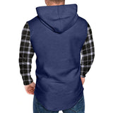 Men's Casual Check Color Block Button Hoodie 50430405Y