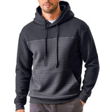 Men's Casual Waffle Patchwork Loose Sports Hoodie 26741672M