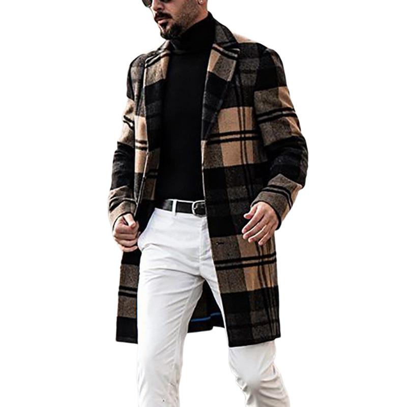 Men's Vintage Plaid Mid-length Coat 95719785U