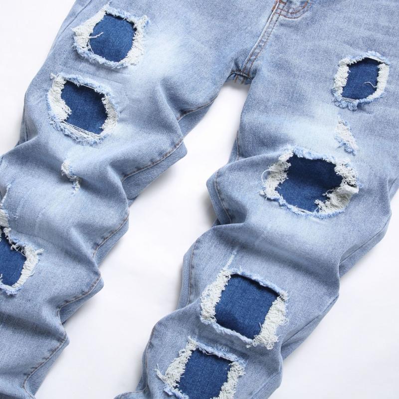 Men's Fashion Distressed Hole Slim Jeans 05474991Z
