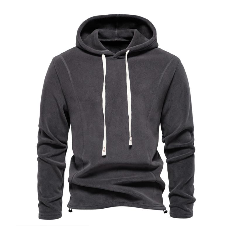 Men's Casual Polar Fleece Warm Loose Long-sleeved Pullover Hoodie 26204153M