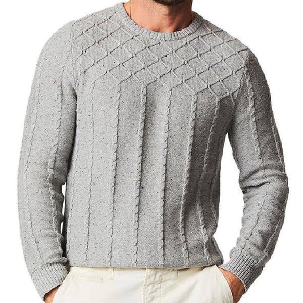 Men's Classic Crew Neck Knit Cable Sweater 33750828F