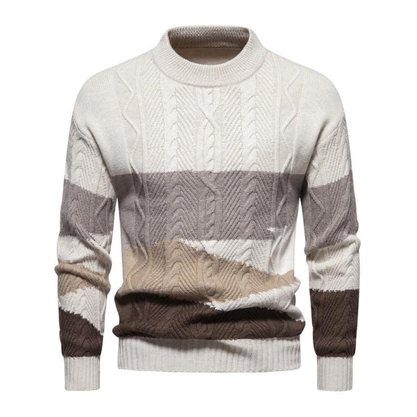 Men's Color Block Round Neck Long Sleeve Knit Casual Sweater 07145896Z