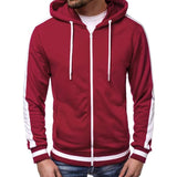 Men's Retro Casual Colorblock Zipper Drawstring Hoodie 09658298TO