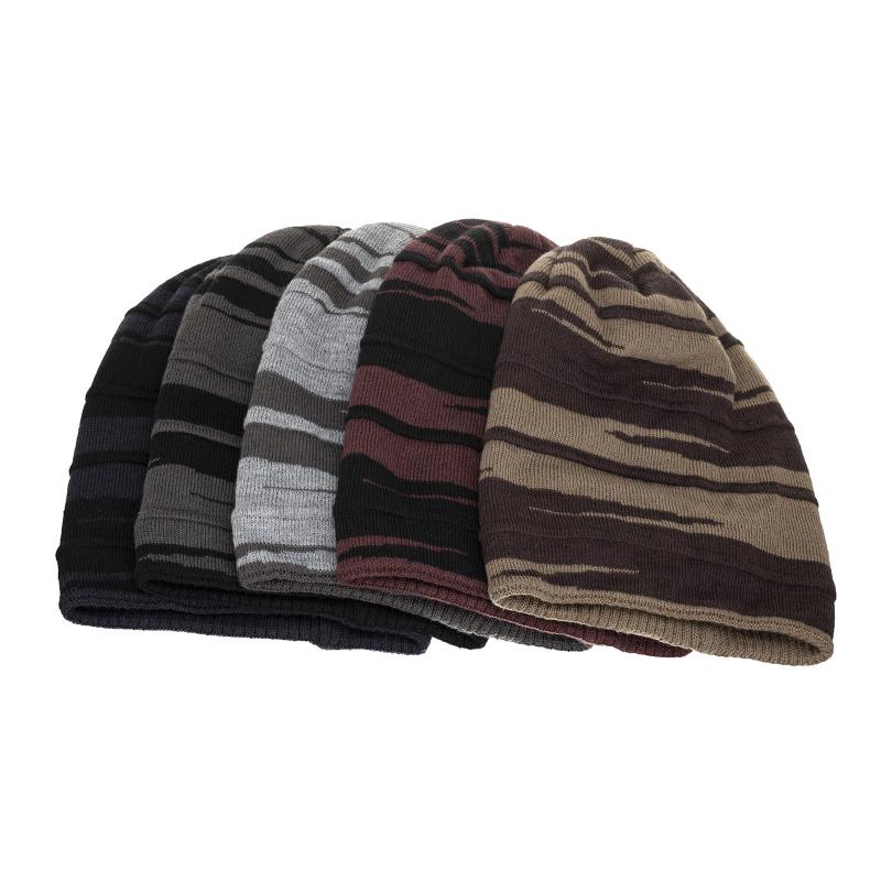 Men's Retro Colorblock Jacquard Plush Lining Warm Knitted Hat 15668282Y