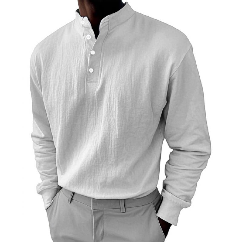 Men's Casual Button-down Collar Loose Pullover Sweatshirt 24654271M