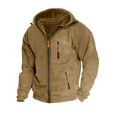 Men's Casual Sports Multi-pocket Zipper Loose Hooded Jacket 86901706M