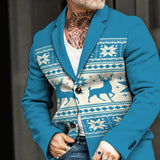 Men's Retro Casual Christmas Elk Print Mid-Length Coat 86009726TO