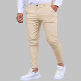 Men's Solid Color Slim Mid Waist Casual Pants 78453070Z