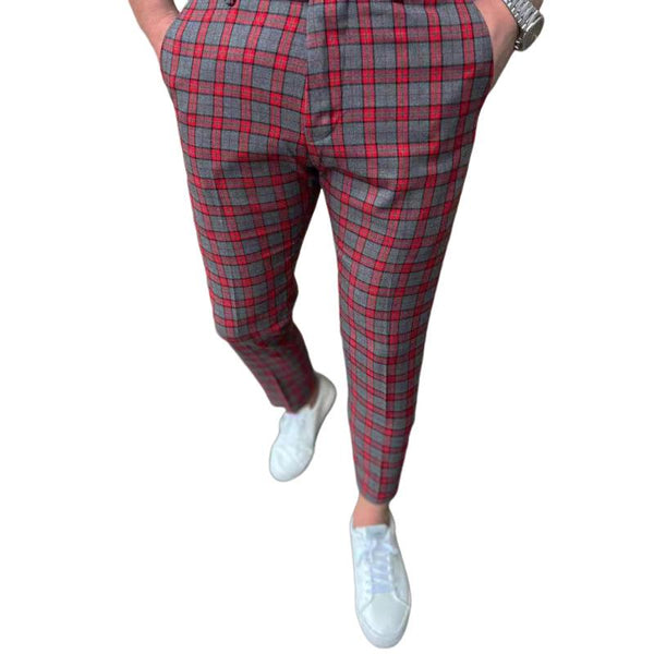 Men's Casual Plaid Suit Pants 37891390Y