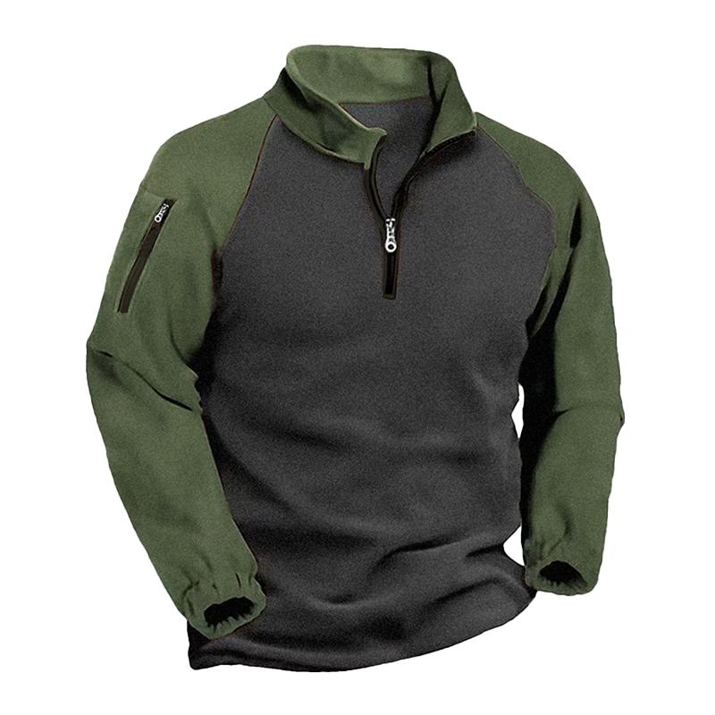 Sudadera de manga larga con cuello alto de felpa y bloques de color cálido para hombre 04930287Z