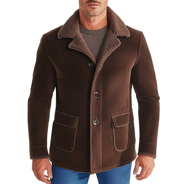 Men's Vintage Suede Composite Polar Fleece Lapel Jacket 32254346F