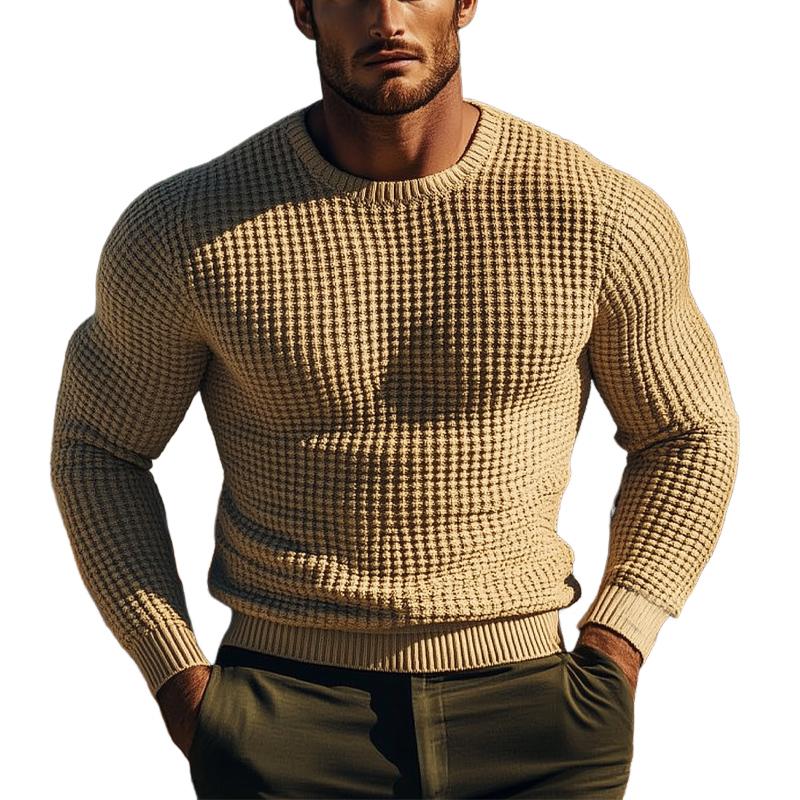 Men's Khaki Jacquard Knit Sweater 49143968U