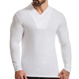 Men's Casual Solid Color V Neck Slim Long Sleeve T-Shirt 51296830M