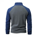 Men's Casual Outdoor Zipper Half Turtleneck Patchwork Fleece Sweatshirt 76829925M