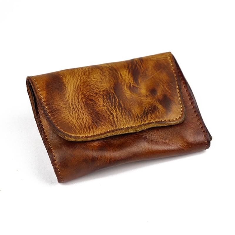 Men's Retro Distressed Washed Vegetable Tanned Cowhide Wallet 62091479M