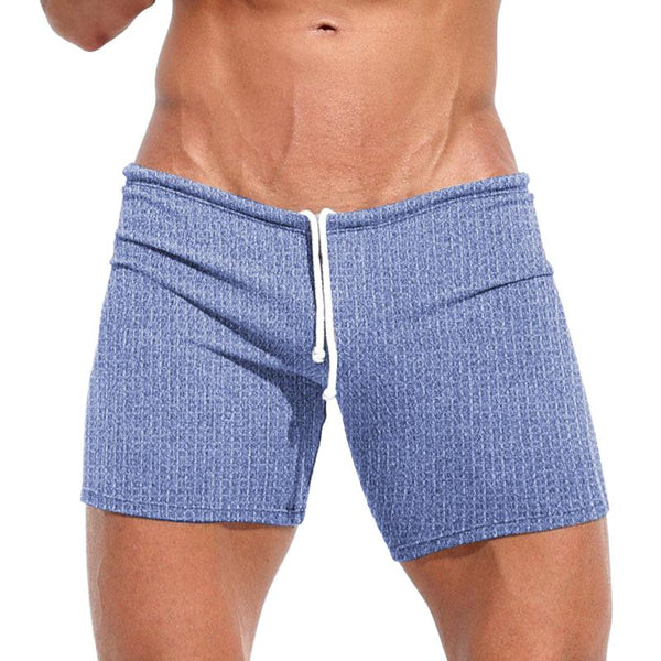 Men's Casual Solid Color Waffle Tight Athletic Shorts 20874317M