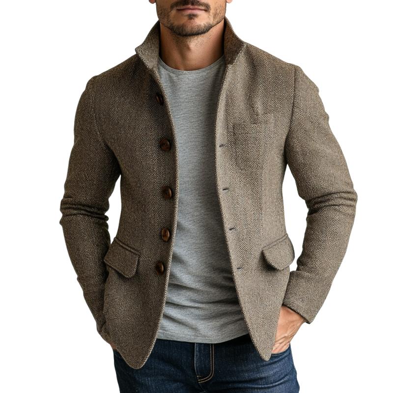 Mens Vintage Herringbone Single Breasted Jacket 49790693Y