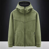 Men's Solid Color Plush Hooded Zipper Casual Jacket 74954595Z