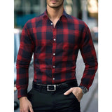 Men's Casual Plaid Long-Sleeved Shirt 14575054Y