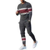 Men's Sports Casual Crew Neck Pullover Sweatshirt and Trousers Set 30423543F