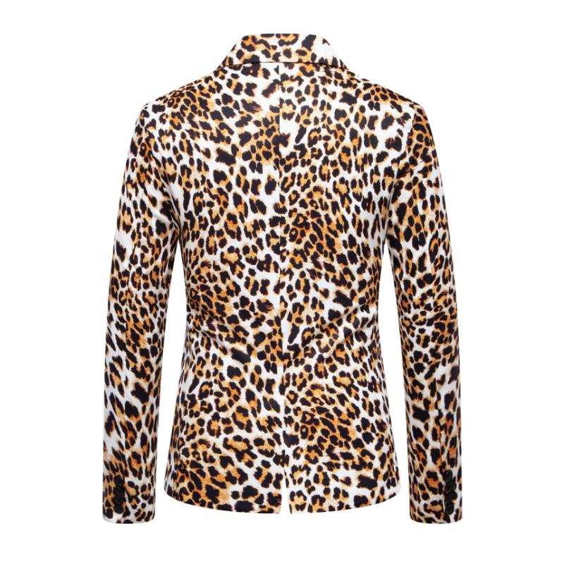 Men's Fashion Leopard Print Single-Breasted Slim Fit Blazer 42140098M