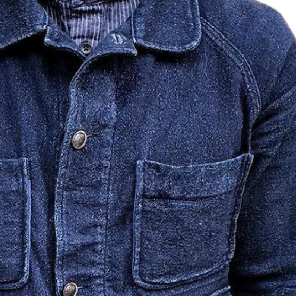 Men's Retro Casual Simple Washed Lapel Denim Jacket 94924649TO