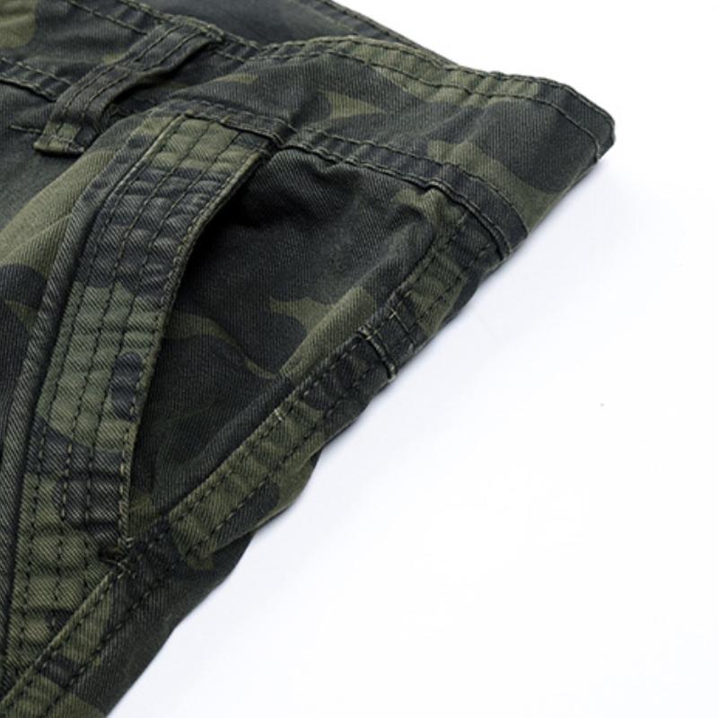Men's Casual Outdoor Cotton Camouflage Multi-Pocket Workwear Straight Pants (Belt Excluded) 58934108M