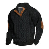 Men's Vintage Stand Collar Pullover Twisted Textured Knitted Sweater 48552196X