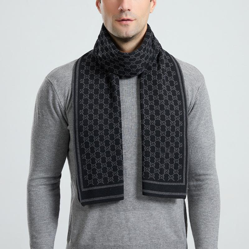 Men's British Style Pattern Knitted Warm Scarf 38359308K