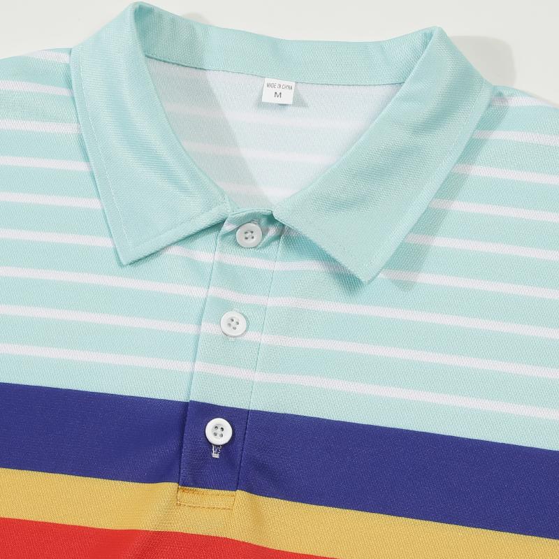 Men's Colorful Striped Lapel Short-Sleeved Polo Shirt 17976460Y