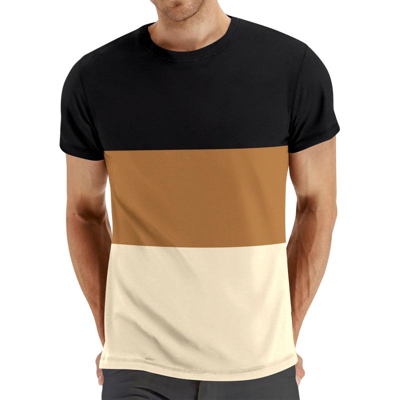 Men's Colorblock Round Neck Short Sleeve Casual T-shirt 44715255Z