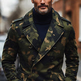 Men's Fashion Camo Print Lapel Double Breasted Casual Coat 19095617Z