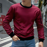 Men's Colorblock Polar Fleece Round Neck Long Sleeve Outdoor Casual Sweatshirt 17641777Z