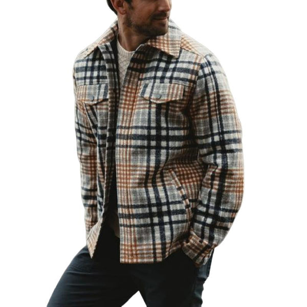 Men's Classic Retro Casual Lapel Multi-Check Coat 69657728K