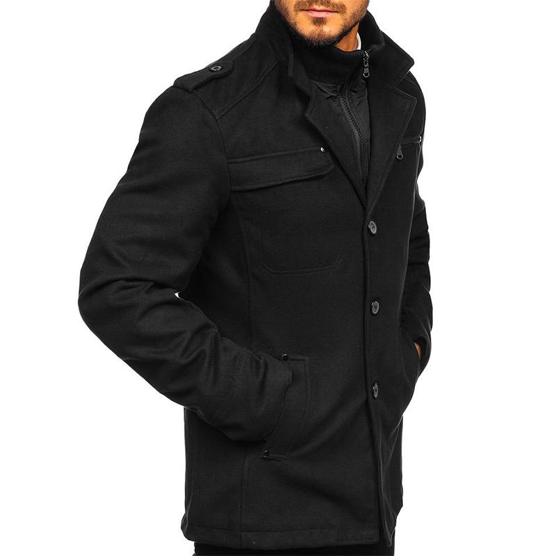 Men's Solid Double Layer Collar Single Breasted Casual Coat 74589024Z